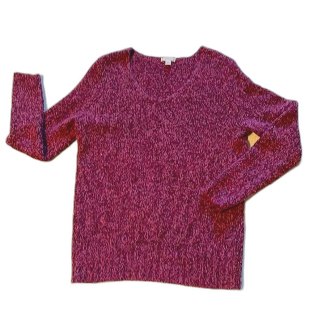 Croft & Barrow XL v-neck plum knit sweater 88% Acrylic 12% Polyester EUC